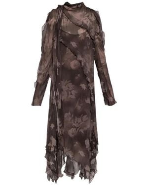 DIESEL Floral-Print Ruffled Midi Dress - Brown