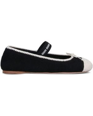 Miu Miu Ballerinas mit gehäkelter Schleife - Schwarz