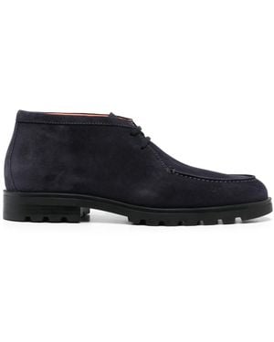 Santoni Rock Lace-Up Suede Boots - Blue