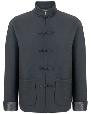 Shanghai Tang Tang Frog-Fastening Jacket - Blue
