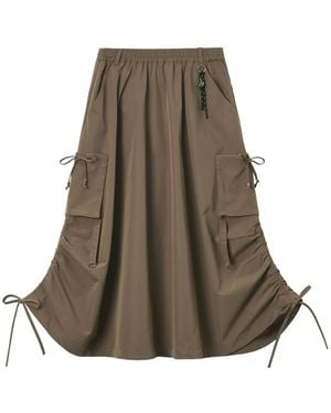 Izzue Ruched Cargo Maxi Skirt - Natural
