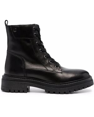 Geox Low Heel Lace-Up Boots - Black
