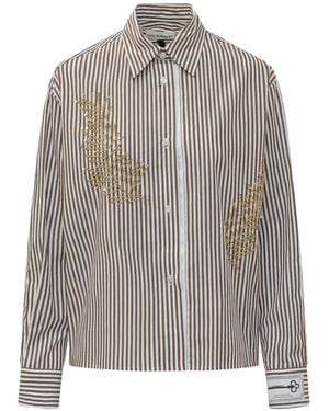 Des Phemmes Sequin-Embellished Striped Shirt - グレー