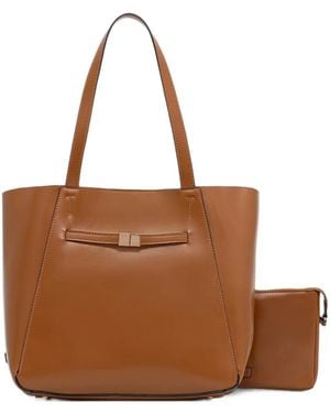 Marc O' Polo Tessa Logo-Patch Leather Tote Bag - Brown