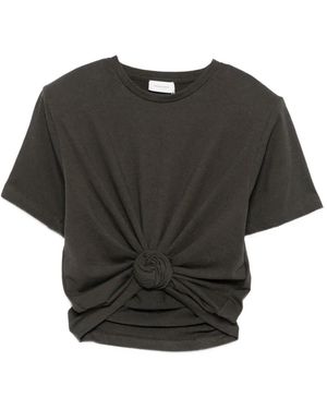 Magda Butrym Rose-Accent Short-Sleeve T-Shirt - Black