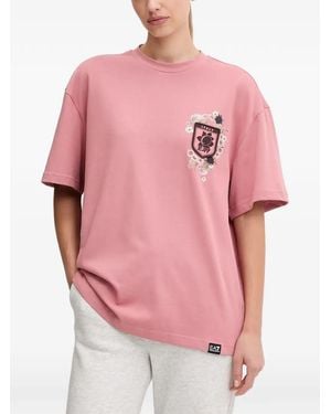EA7 Floral-Print T-Shirt - Pink