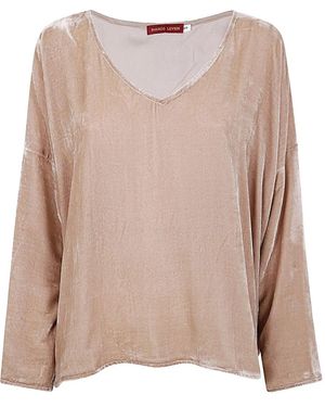 BIANCO LEVRIN Velvet V-Neck Top - Pink