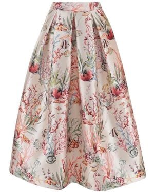 Lunatica Milano Flared Printed Midi Skirt - Pink