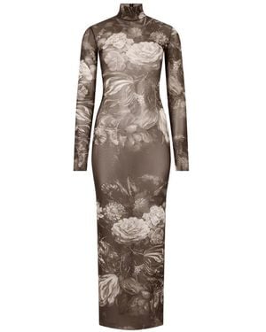 Roberto Cavalli Maxikleid Mit Blumen-Print - Weiß