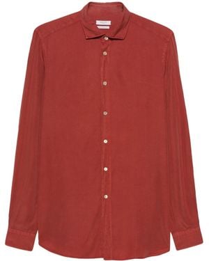 Boglioli Long-Sleeve Tonal Stitching Shirt - Red
