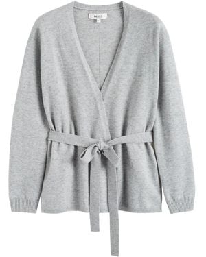 Chinti & Parker Wrap-Style Tie-Fastening Cardigan - Grey