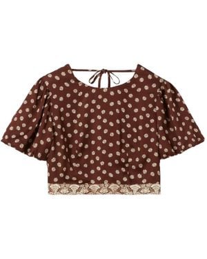 Claudie Pierlot Haut En Satin À Dos Ouvert - Brown
