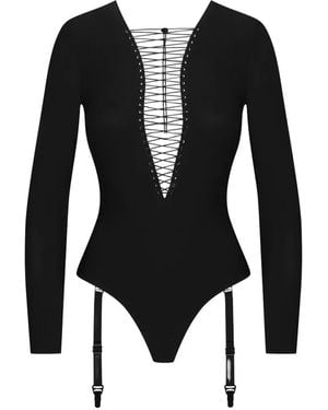 Maison Close Nuit Infinie Thong Bodysuit - Black