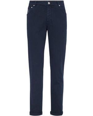 Brunello Cucinelli Logo-Embroidered Jeans - Blue