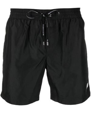 Dolce & Gabbana Logo-Appliqué Swim Shorts - Black