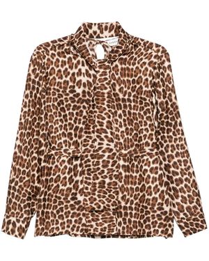 P.A.R.O.S.H. レオパード ベルテッドブラウス - ブラウン