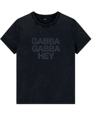 A.P.C. Camiseta Gabba Gabba Hey De Algodón Con Eslogan - Negro