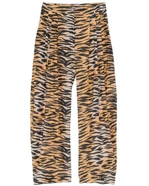 Pinko Tiger-Print Pants - Natural
