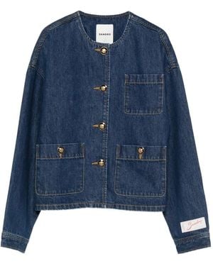 Sandro Button-Up Pocket Denim Jacket - Blue