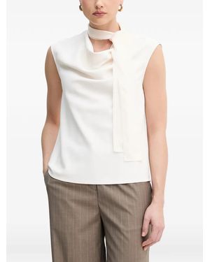 Sisley Pussy-Bow Sleeveless Blouse - White