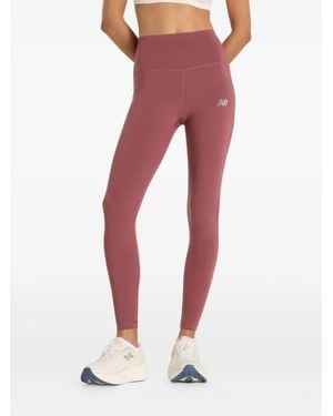 New Balance Logo-Print Leggings - Red
