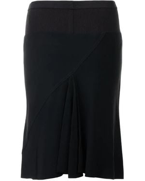 Rick Owens Jupe Short Bias À Taille Côtelée - Black