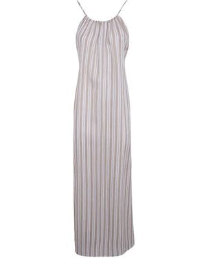 Semicouture Striped Halterneck Dress - White