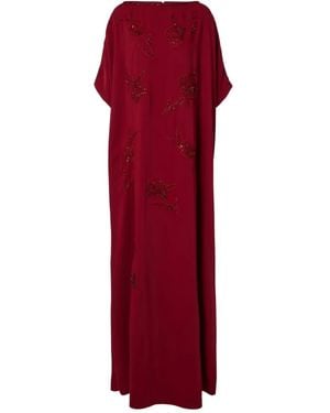 Carolina Herrera Floral-Beaded Maxi Dress - Red