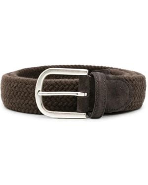 Canali Ceinture À Design Tressé Et Finitions Daim - Brown