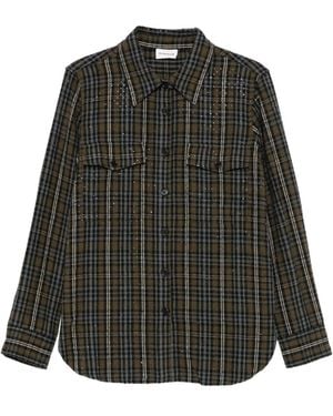 P.A.R.O.S.H. Checked Sequin-Embellished Shirt - Black