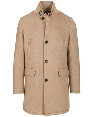 Al Duca d'Aosta Buckled-Collar Natté Coat - Natural