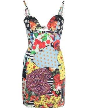 Moschino Peace Sign-Motif Panelled Minidress - Red