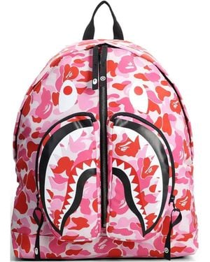 A Bathing Ape Abc Camo Shark Backpack - Red
