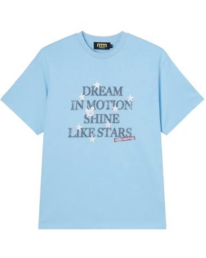 Mini Cream Slogan-Print T-Shirt - Blue