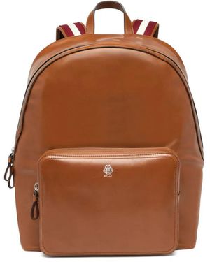 Bally Ray Logo-Plaque Backpack - Brown