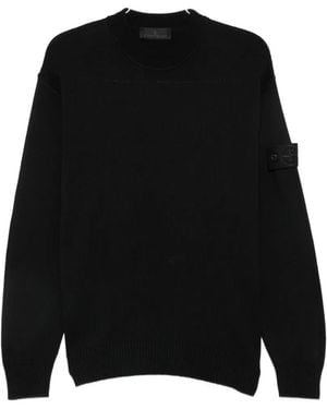 Stone Island Logo-Patch Crew-Neck Jumper - Black