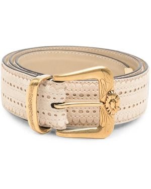 Ermanno Scervino Laser-Cut Leather Belt - Natural