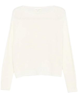 Ma'ry'ya Raglan-Sleeve Boat-Neck Sweater - White
