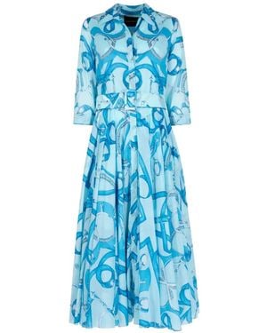 Samantha Sung Aster Floral-Print Belted Maxi Dress - Blue