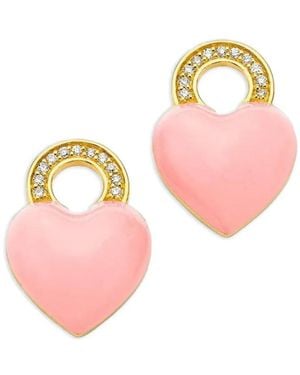 Buddha Mama 20K Heart Diamond Earring Charms - Pink