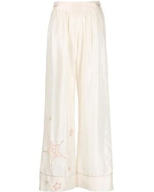 forte_forte Embroidered Palazzo Trousers - White