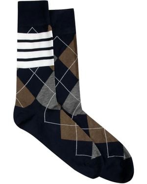 Thom Browne Argyle Four-Bar Socks - Blue