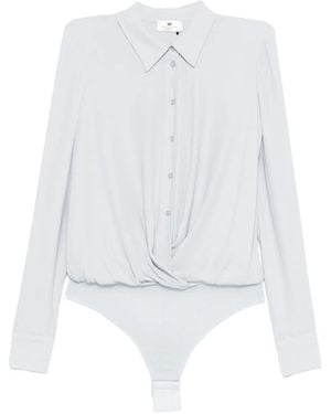 Elisabetta Franchi Twist-Front Button Bodysuit - White
