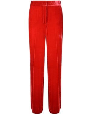 P.A.R.O.S.H. Velvet-Finish Straight Pants - Red