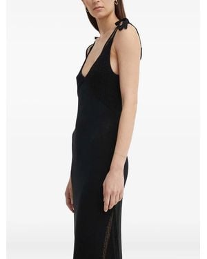 Aeron Tie-Strap Knit Midi Dress - Black