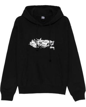 Stussy Hoodie À Détail Graphique - Black