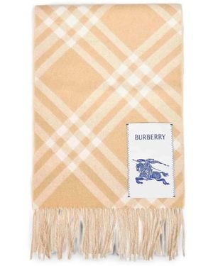 Burberry Check Cashmere Scarf - White