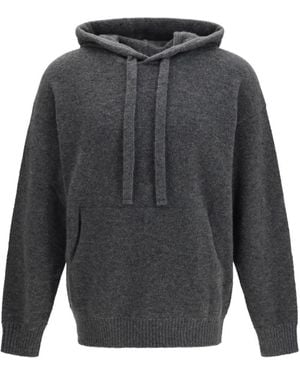 Laneus Knitted Drawstring Hoodie - Gray