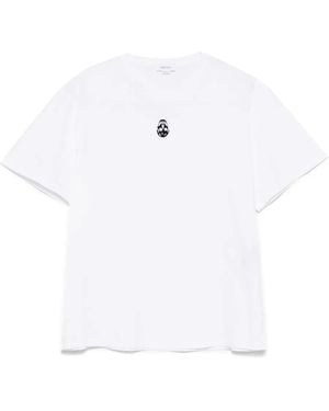 McQueen T-Shirt Mit Beflocktem Totenkopf - Weiß