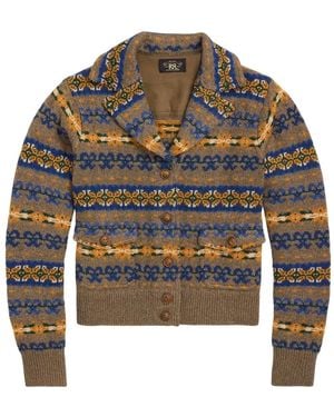 RRL Intarsia-Knit Cardigan - Grey